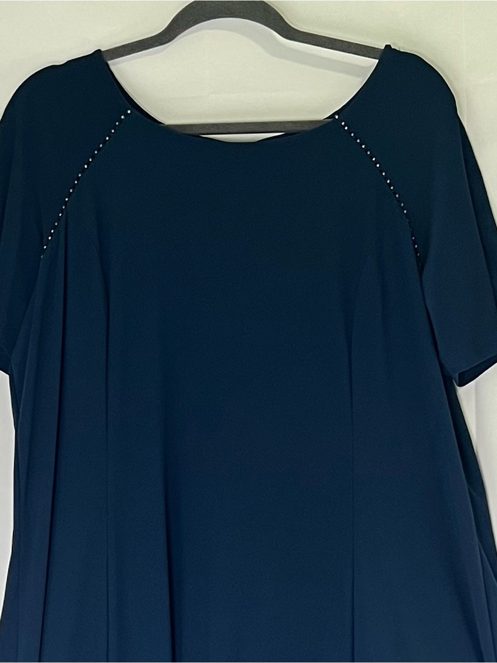 dennis basso Navy Blue Short-Sleeve Dress with Stud Detail Plus size 20W